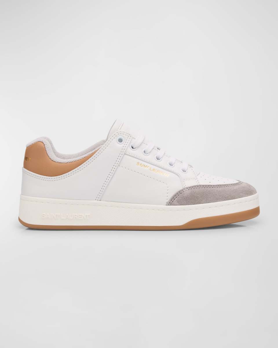 Mixed Leather Low-Top Sneakers